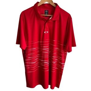 Oakley Collared Polo Shirt Mens 2XL Red Hydrolix Short Sleeve Golf Tennis EUC